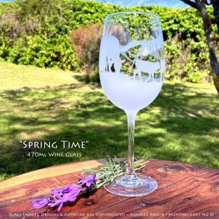 "Spring Time" Hand Sandcarved Glass Art